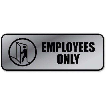 Employee Only Sign, Metallic, 9x3, Black/Silver